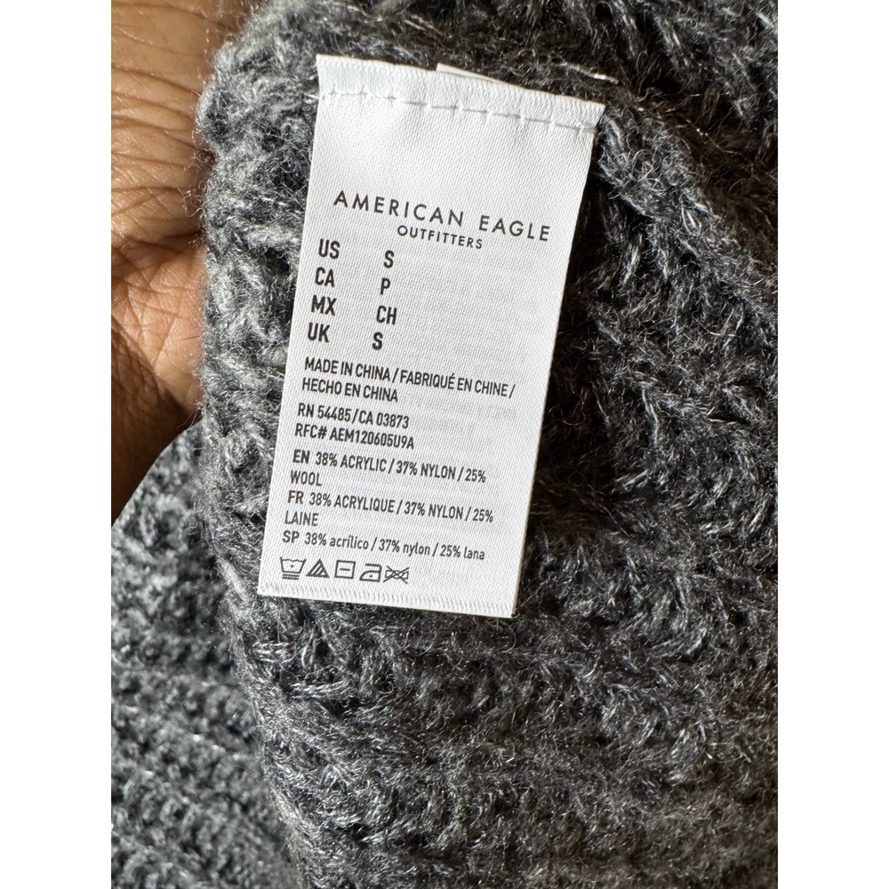 American Eagle Womens Colorblock Striped Crochet Knit Wool Blend Sweater - Picture 5 of 6